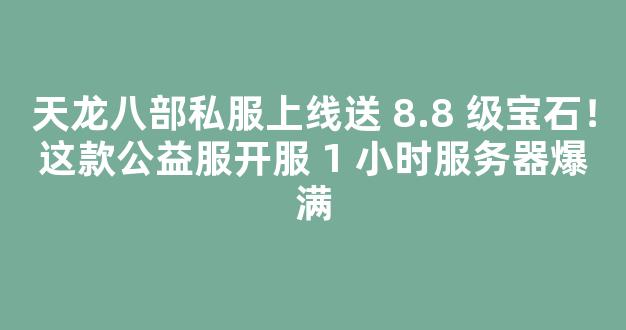 天龙八部私服上线送 8.8 级宝石！这款公益服开服 1 小时服务器爆满